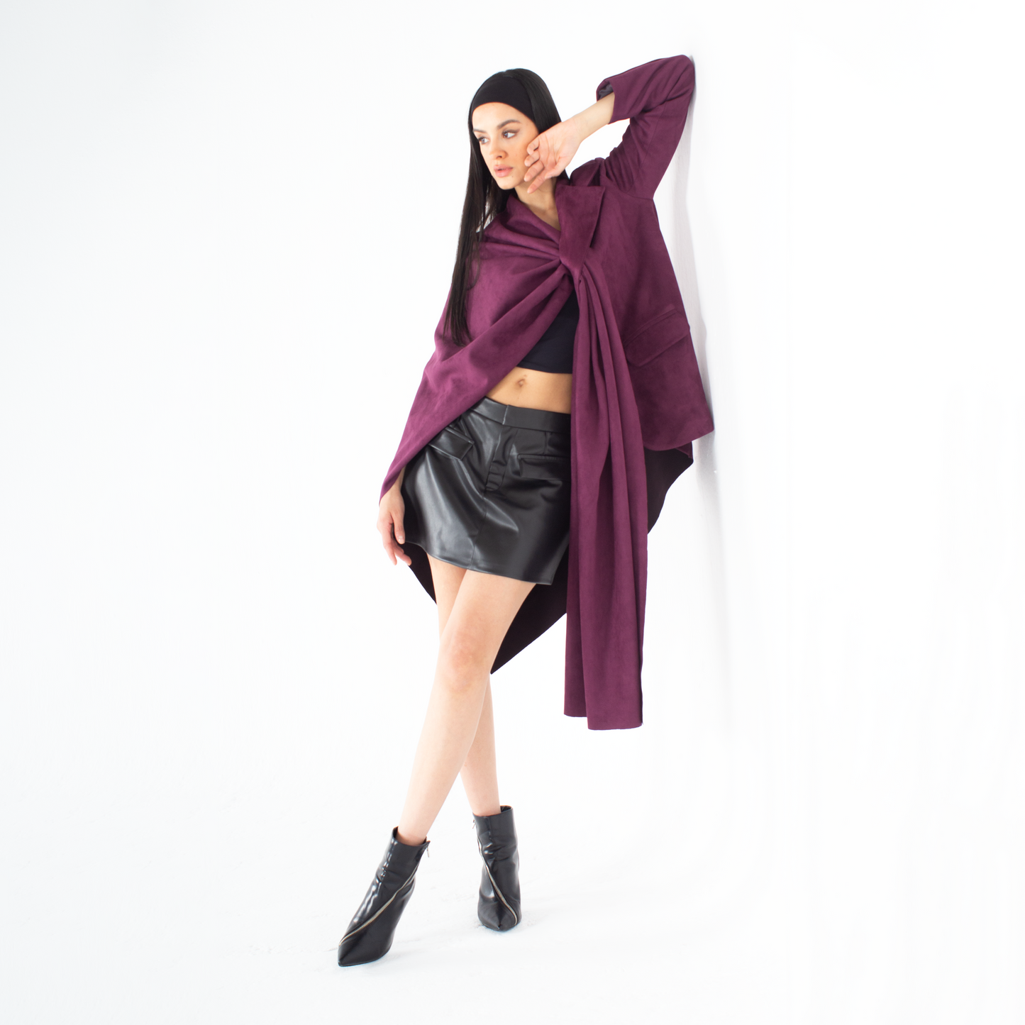 Suede Scarfed Jacket