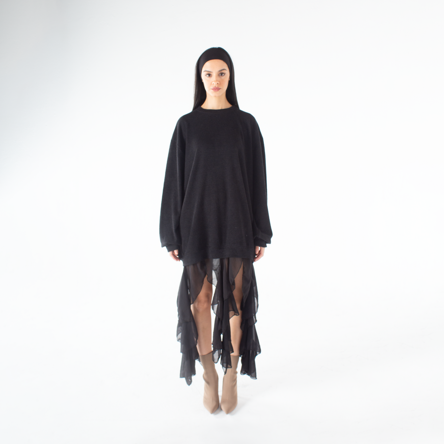 Wool Dress with Ruffles