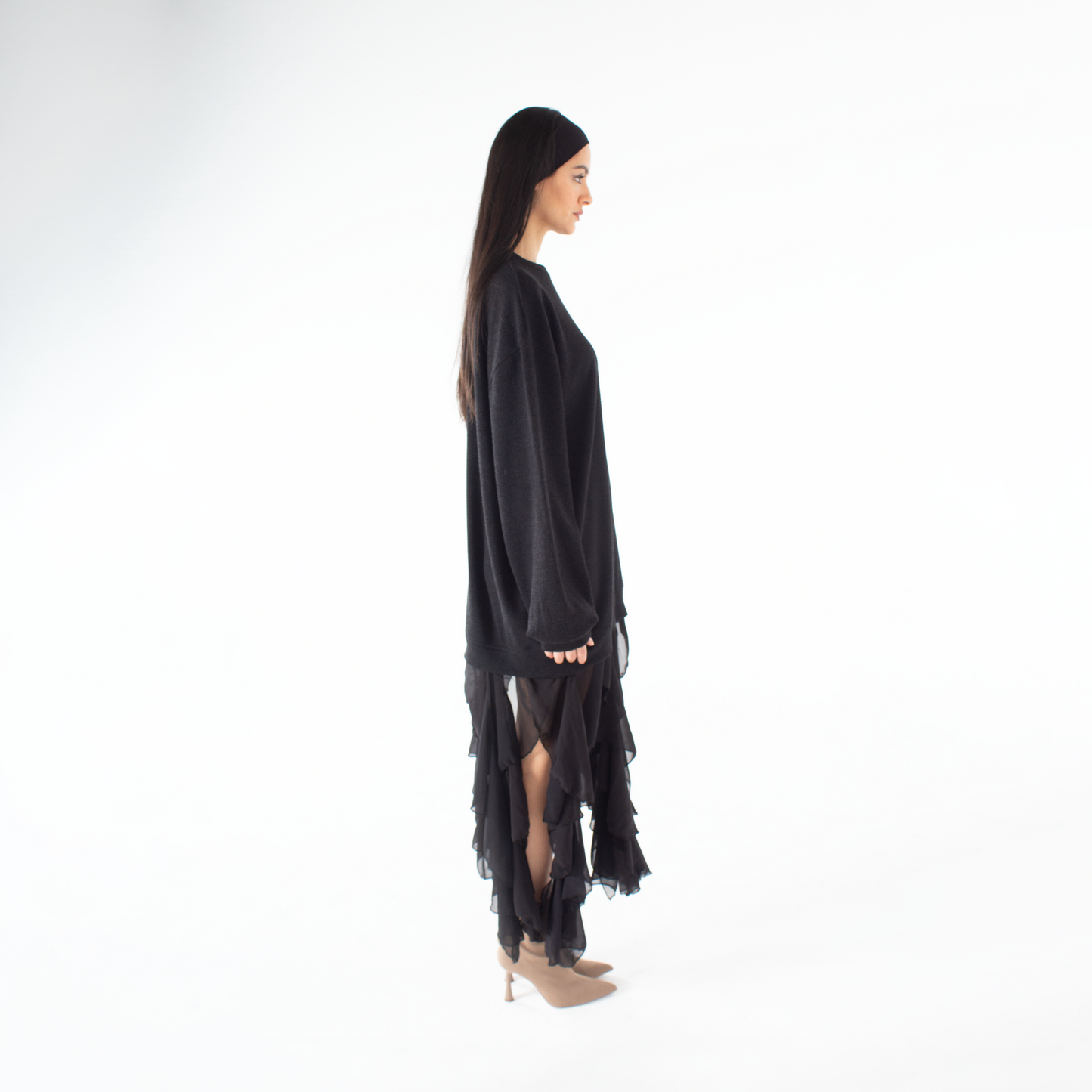 Wool Dress with Ruffles