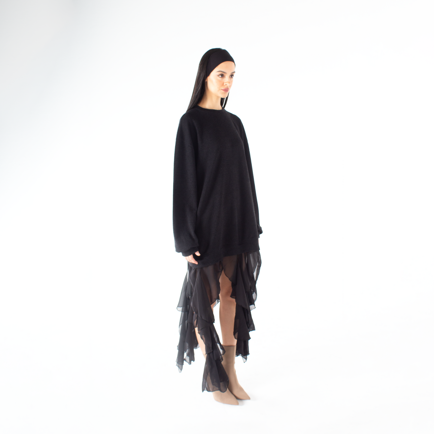 Wool Dress with Ruffles