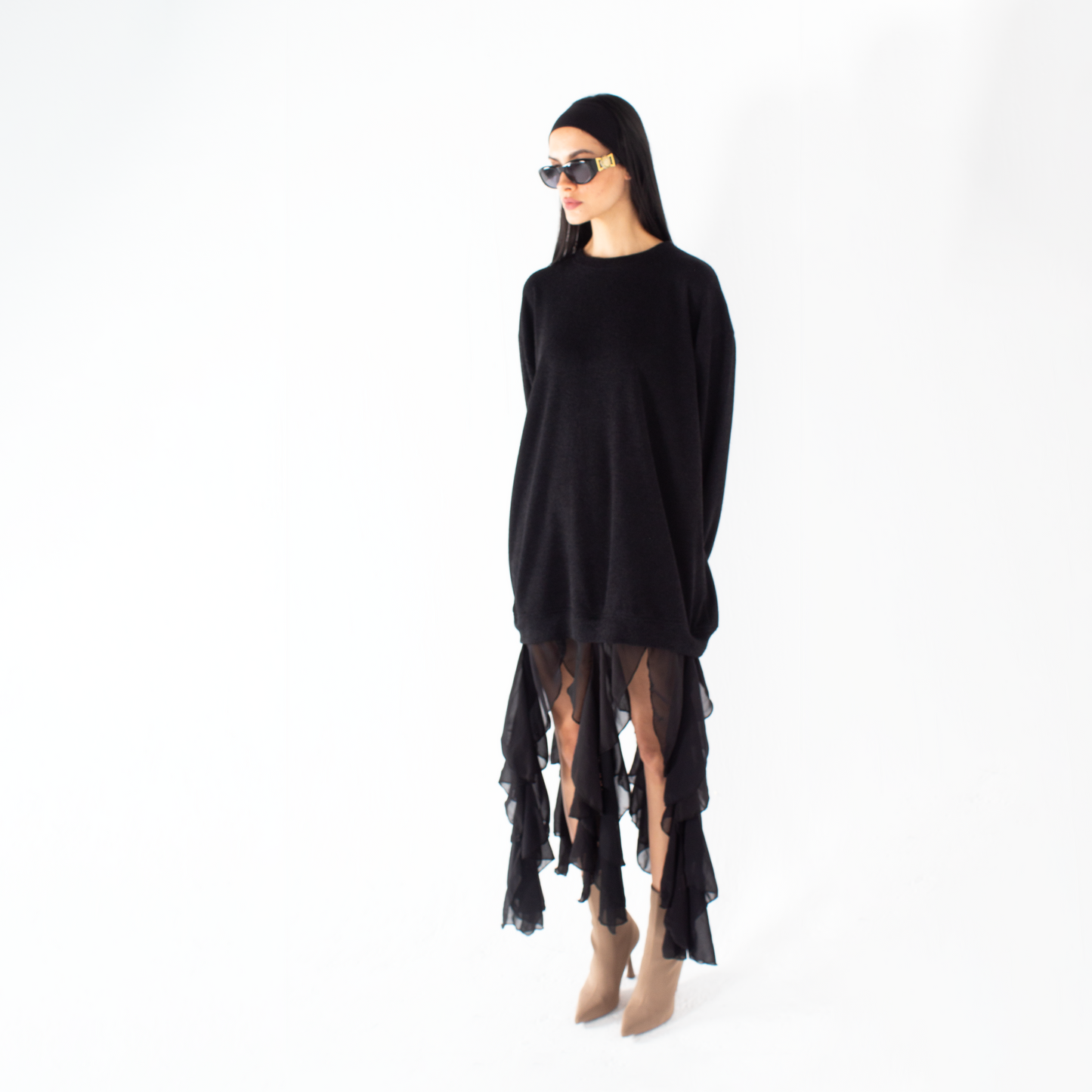 Wool Dress with Ruffles