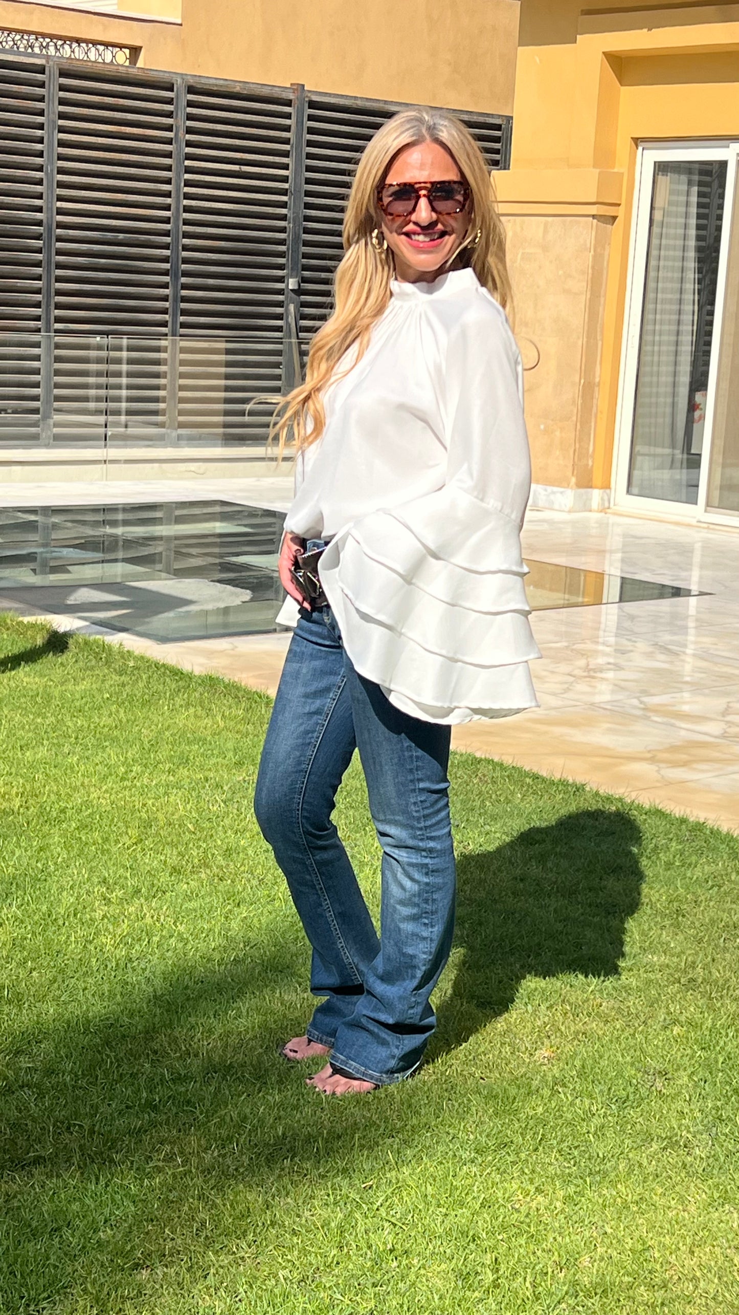 Waved Sleeve Top