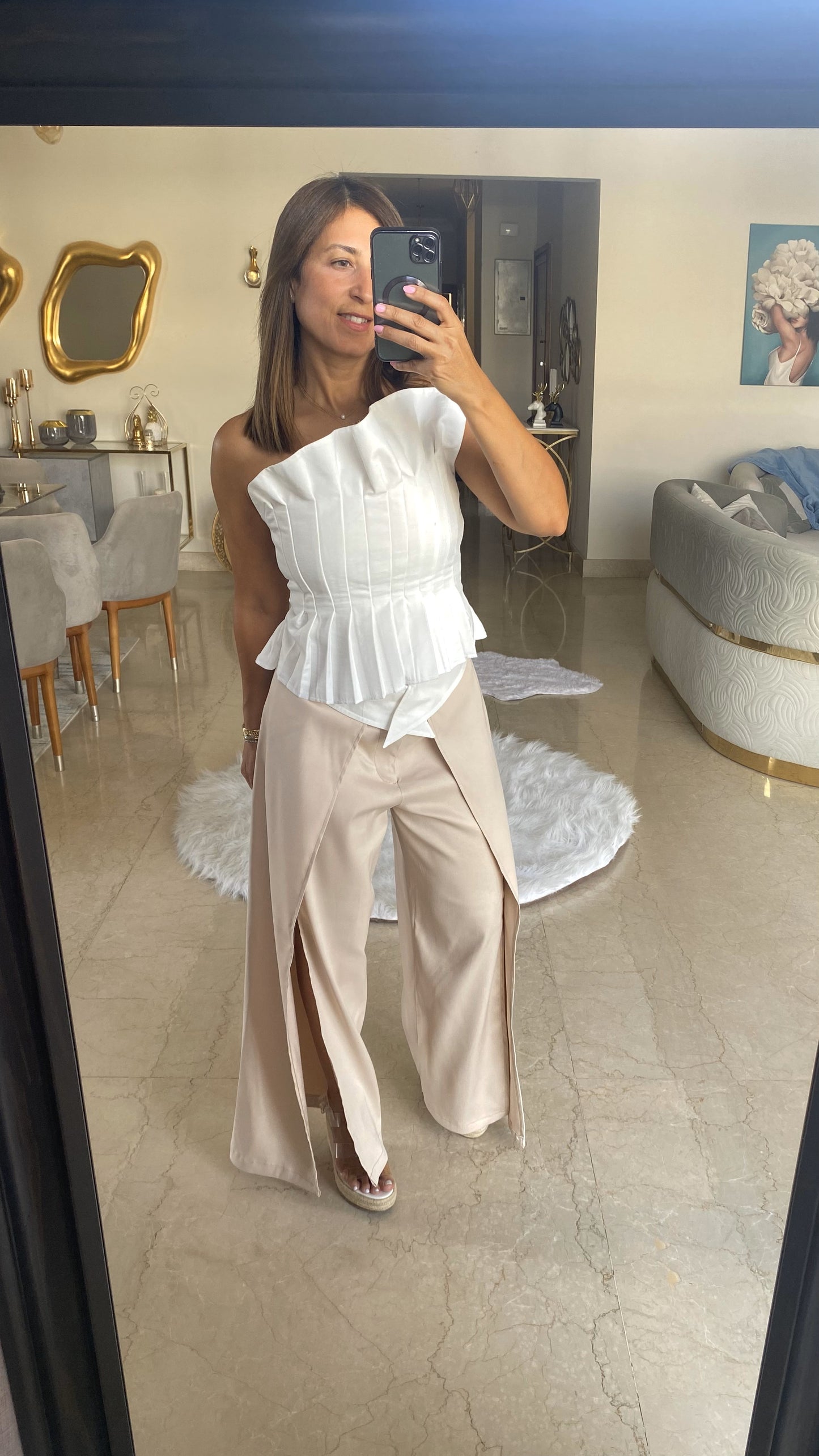 wide-leg open pants