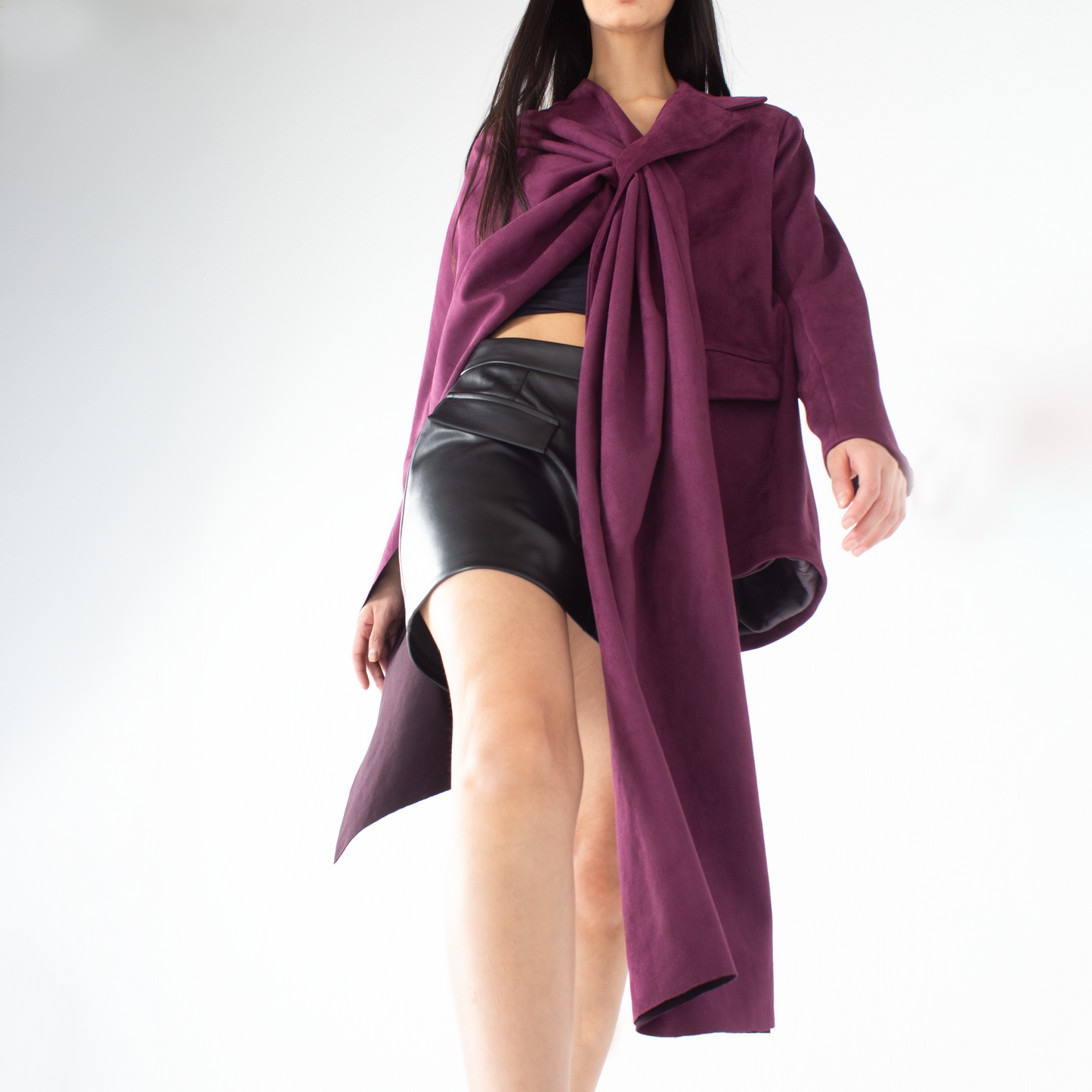 Suede Scarfed Jacket