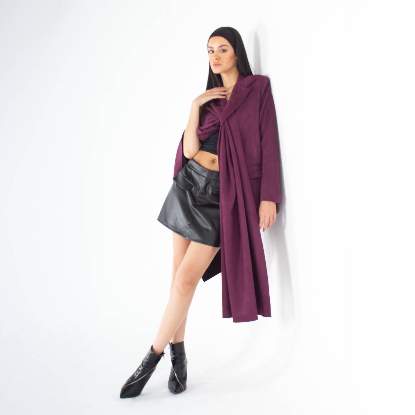 Suede Scarfed Jacket