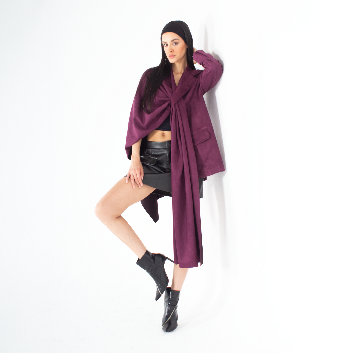 Suede Scarfed Jacket