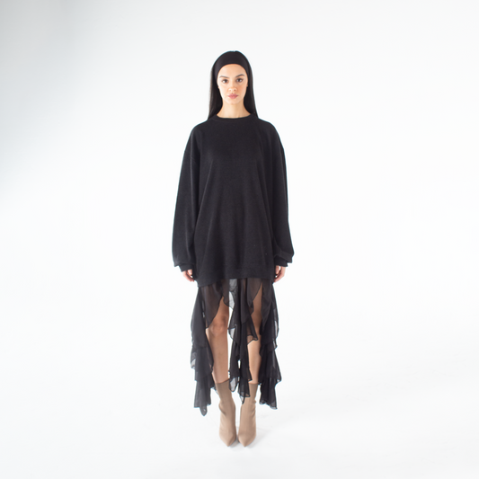 Wool Dress with Ruffles