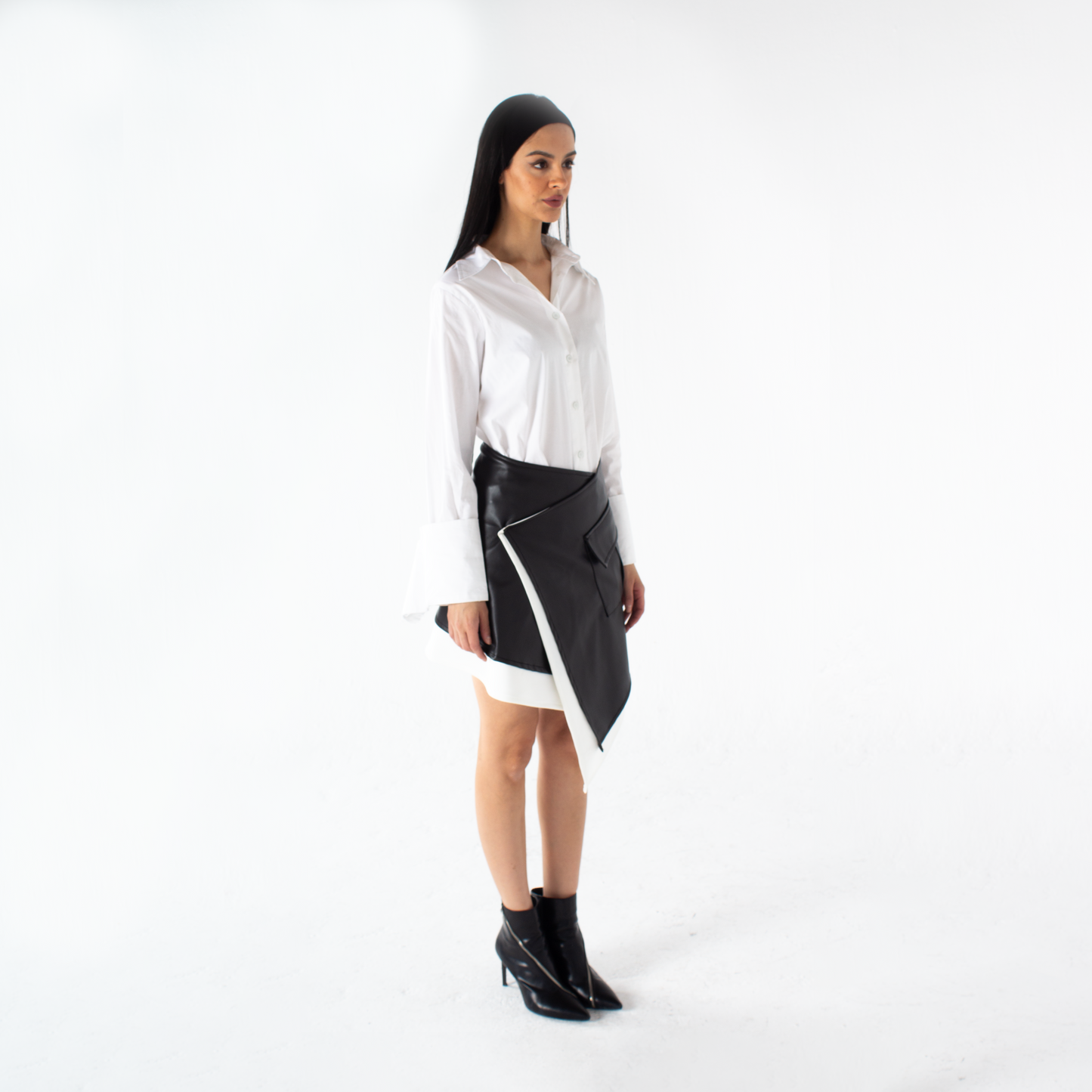Envelope Chic Leather Skirt