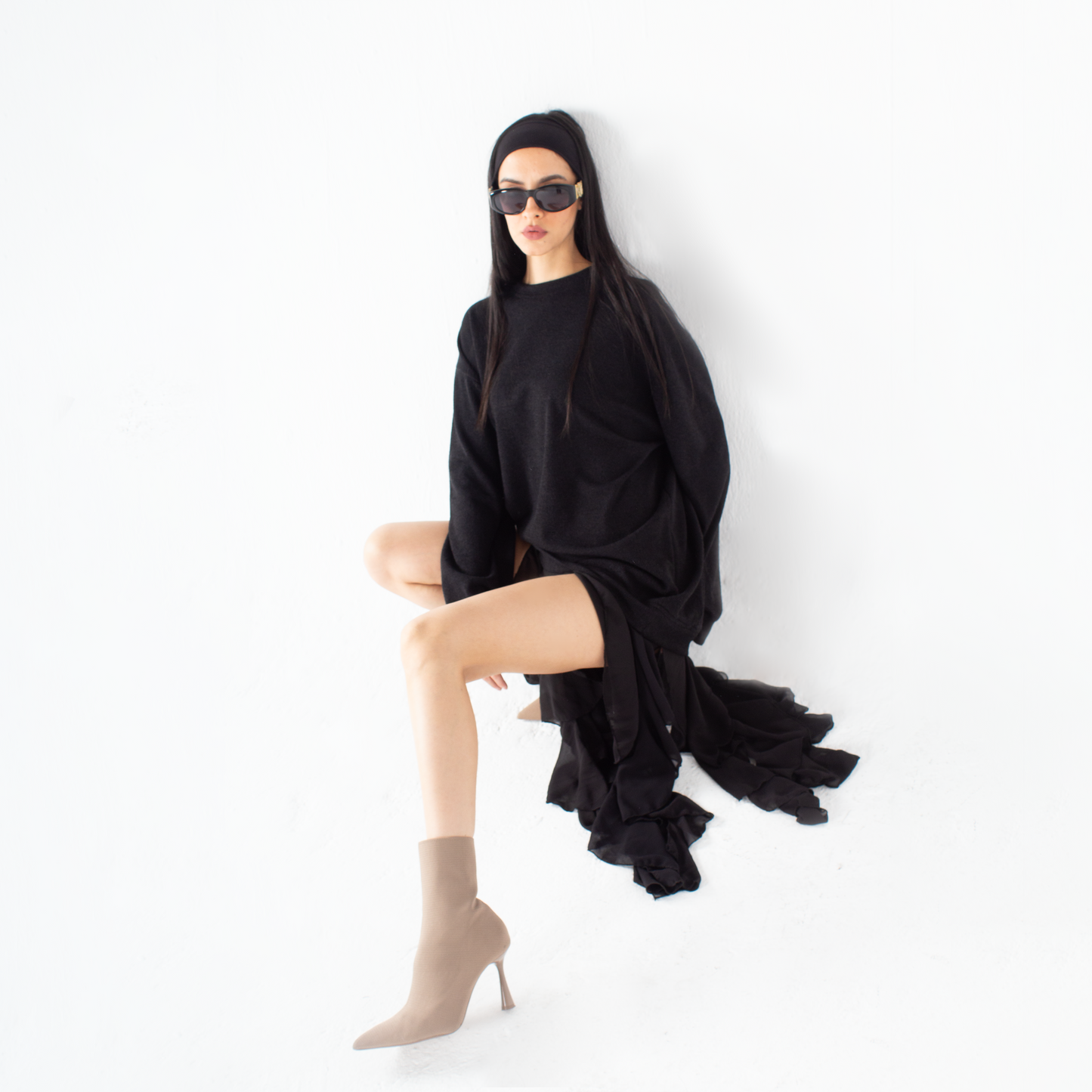 Wool Dress with Ruffles