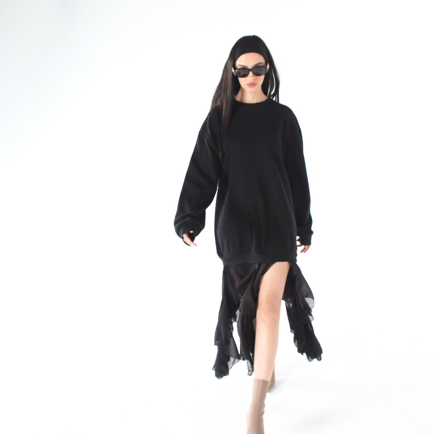 Wool Dress with Ruffles