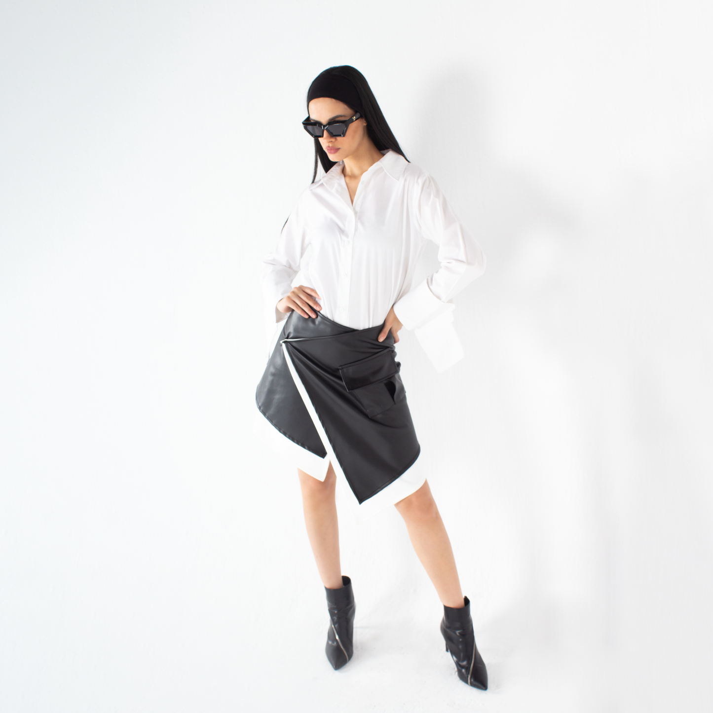 Envelope Chic Leather Skirt