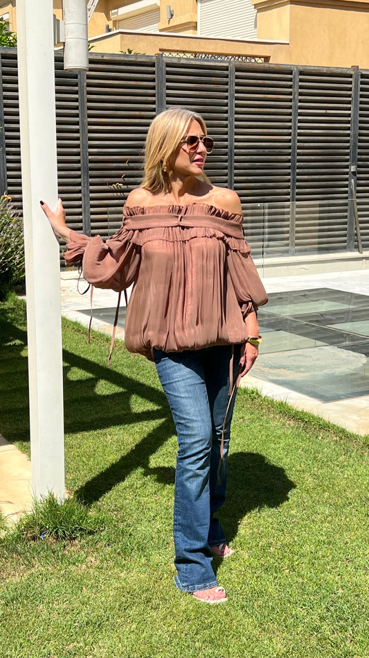 Mesh Ruffle Top