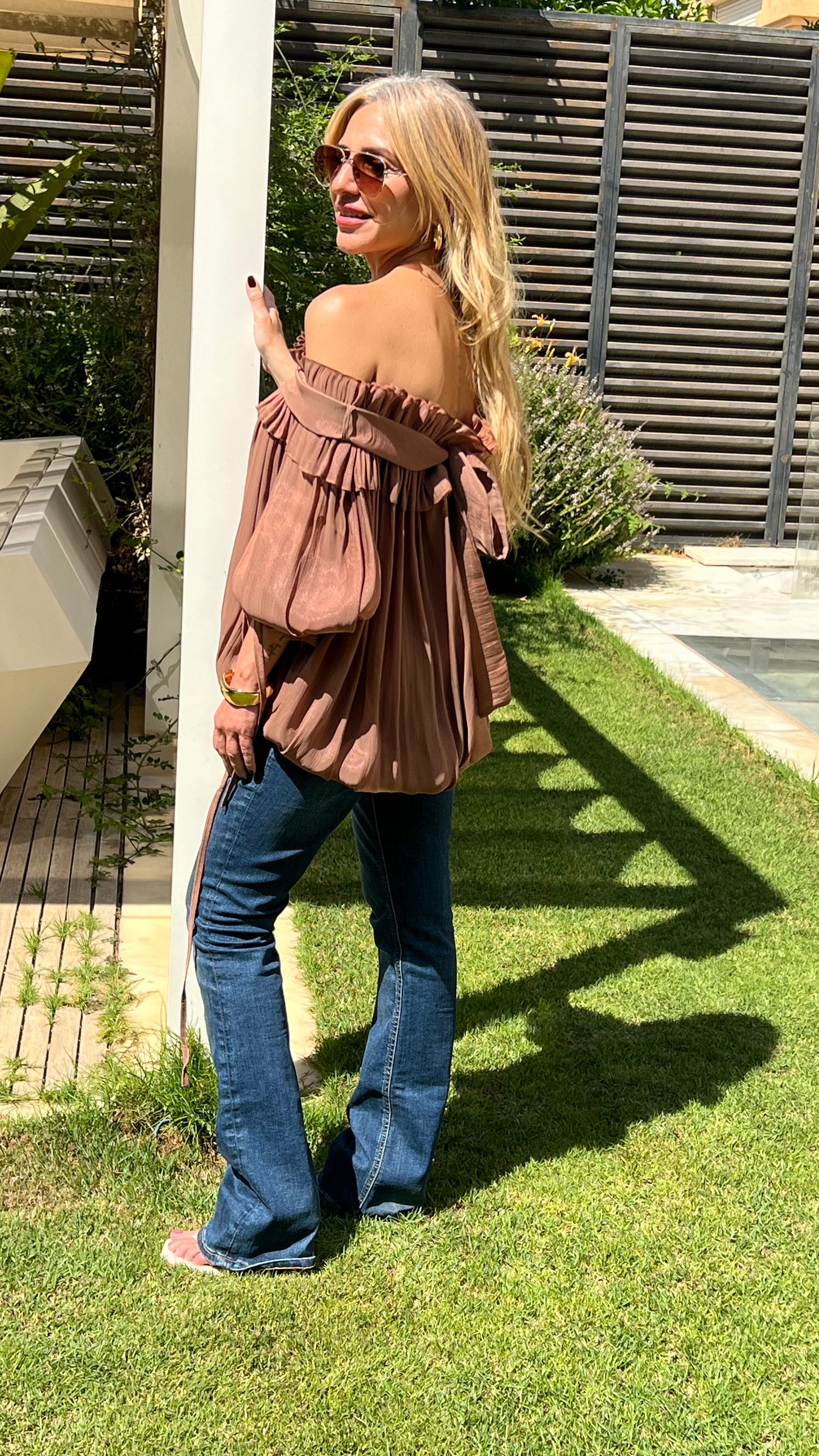 Mesh Ruffle Top