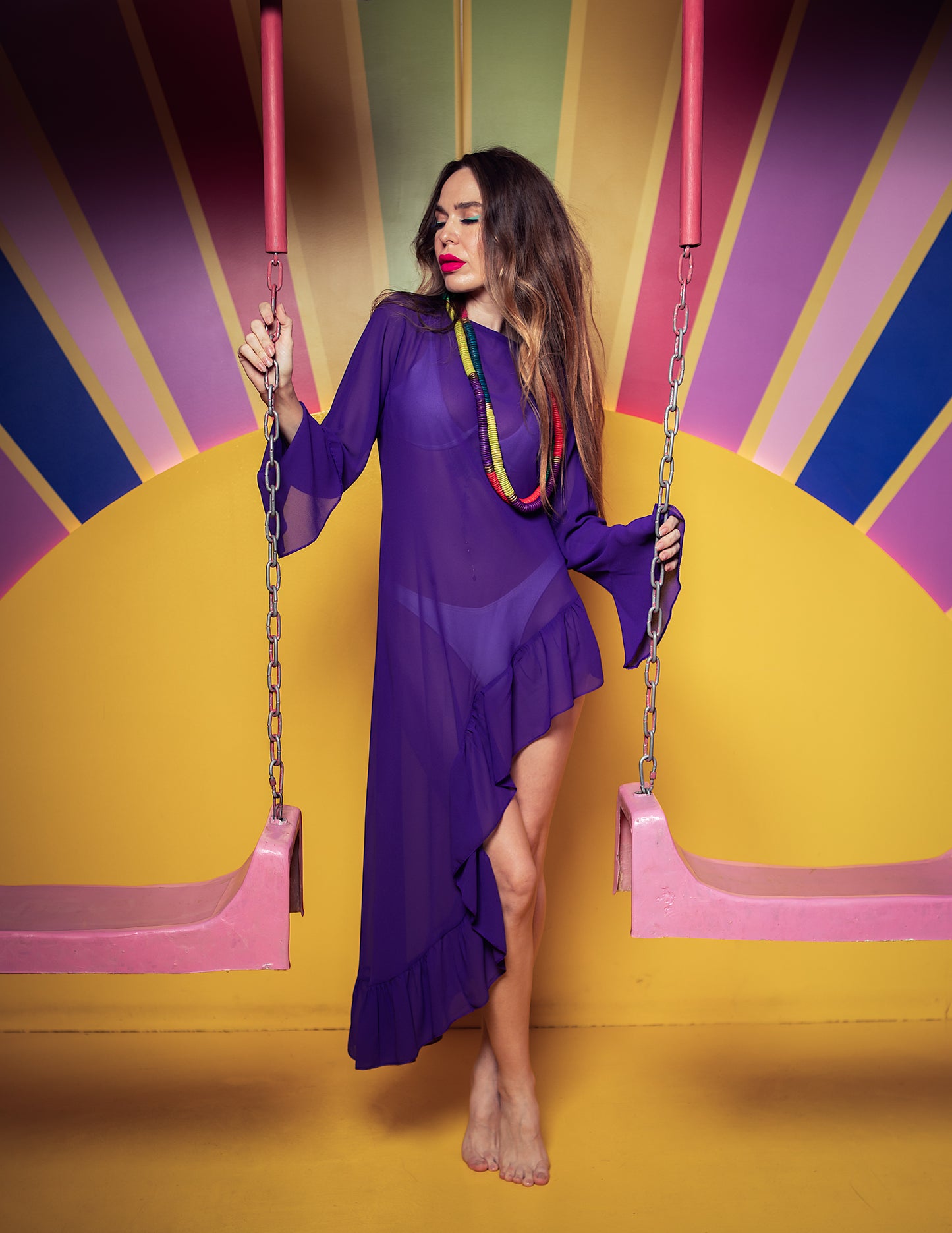 violet Chiffon Dress coverup