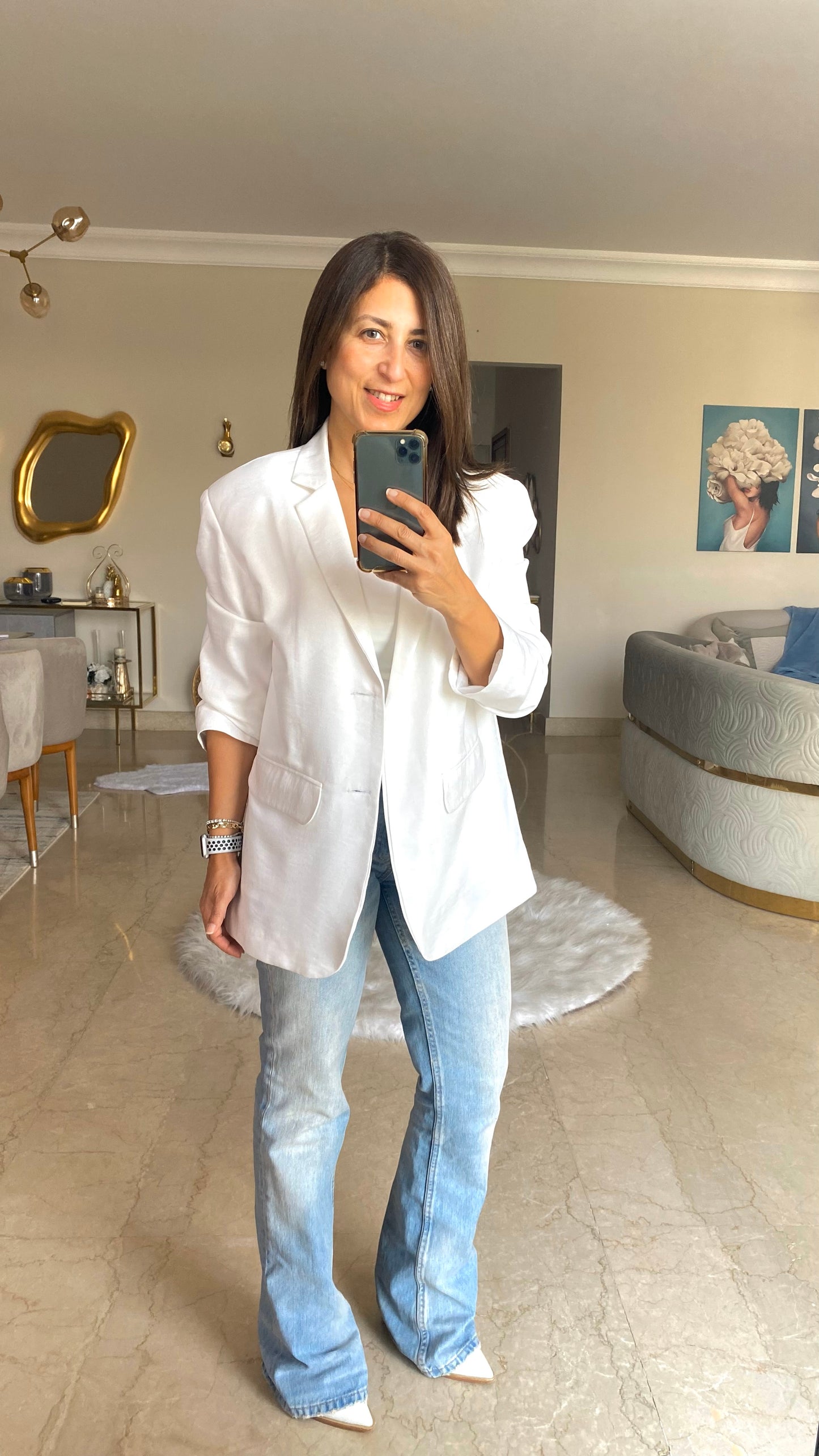 Oversized linen blazer