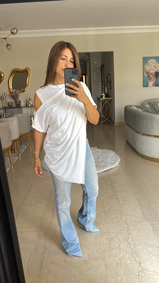 Cotton off-shoulder t-shirt