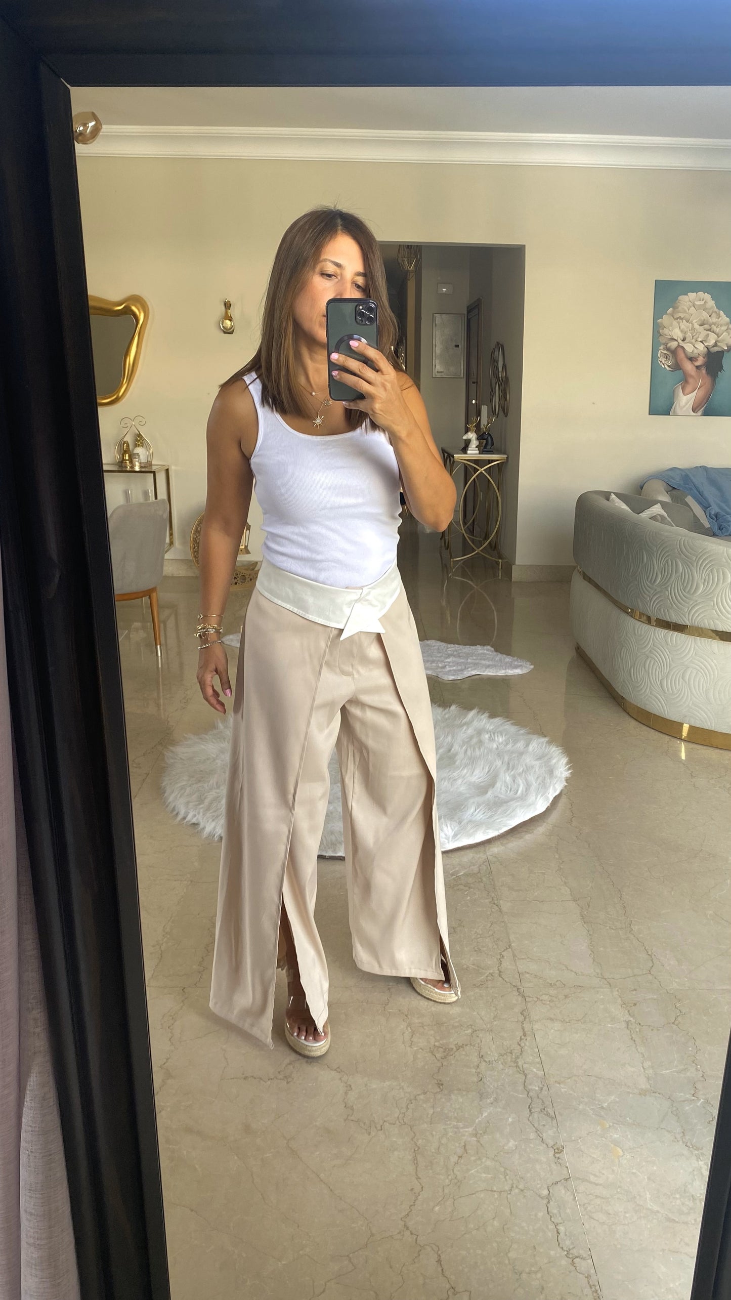 wide-leg open pants