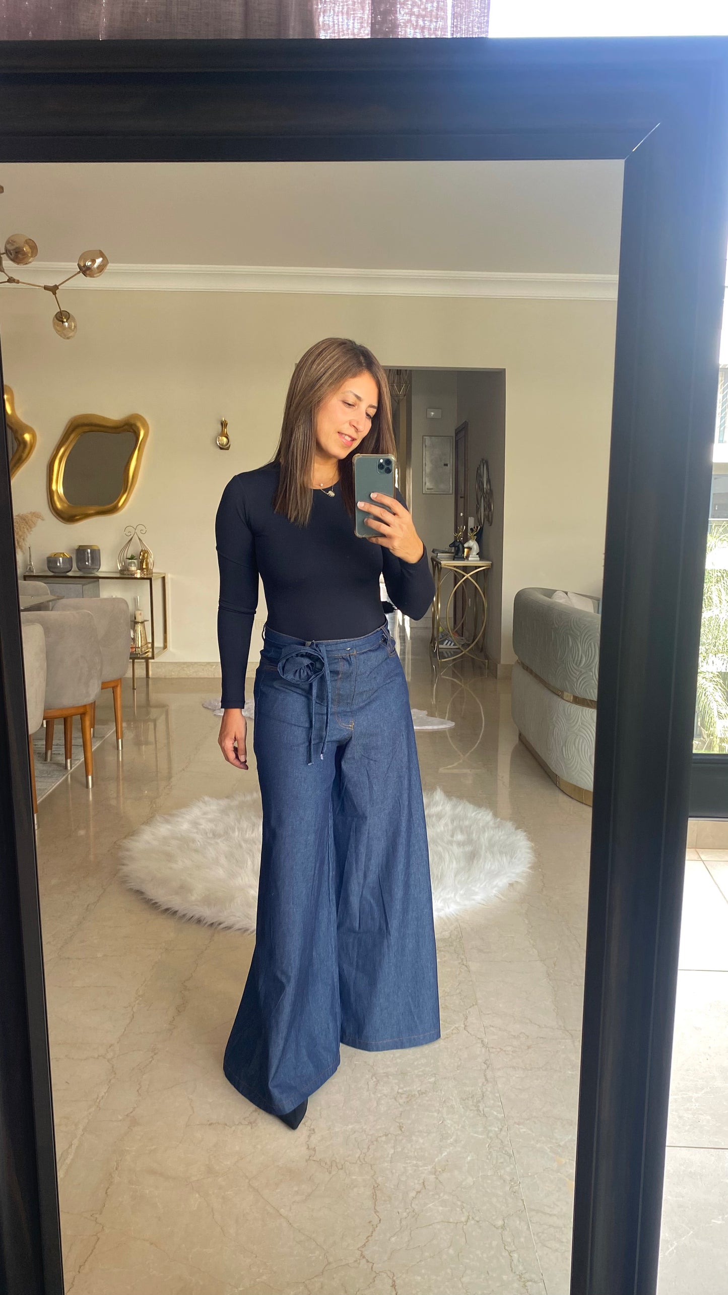 Denim Wide Leg Pants